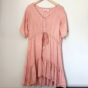 BEACHGOLD Boho Coral Midi Dress Size M